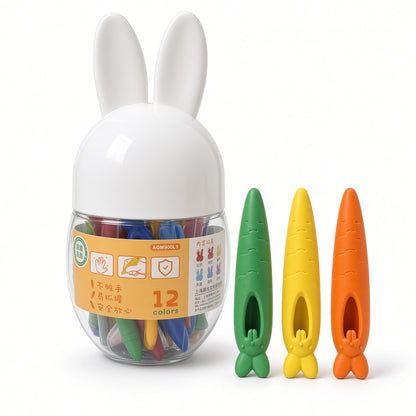 M&G Chenguang Bunny-Shaped Crayon Set – 12 Colors, Easy-Grip Design, Creative Coloring Crayons – No: AGM900L1