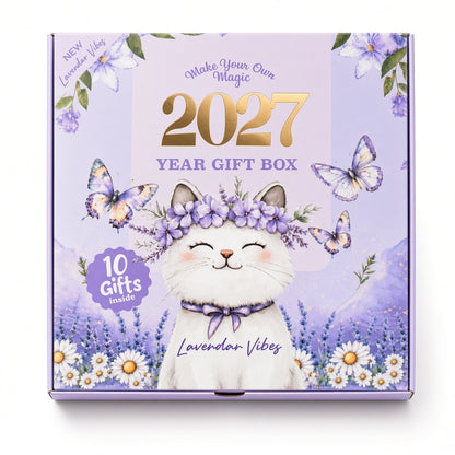 Mofakera Lavendar Vibes 2027 Year Gift Box – Luxury A5 Daily Planner & 10-Piece Stationery Gift Set - Purple ( Agenda )