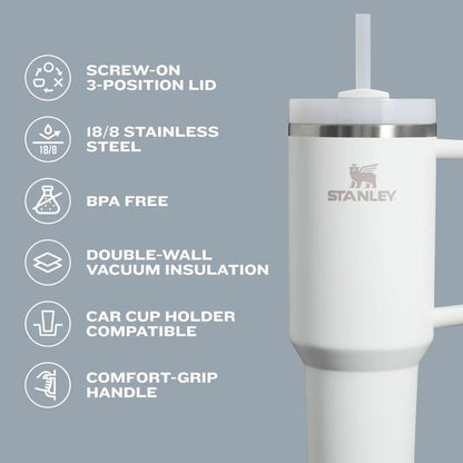 Stanley Stainless Steel Mug, (1200ml) Stainless Steel Mug with Straw and Handle, Insulated Mug with Lid Travel Mug, Stainless Steel Coffee Mug for Hot Iced Drinks