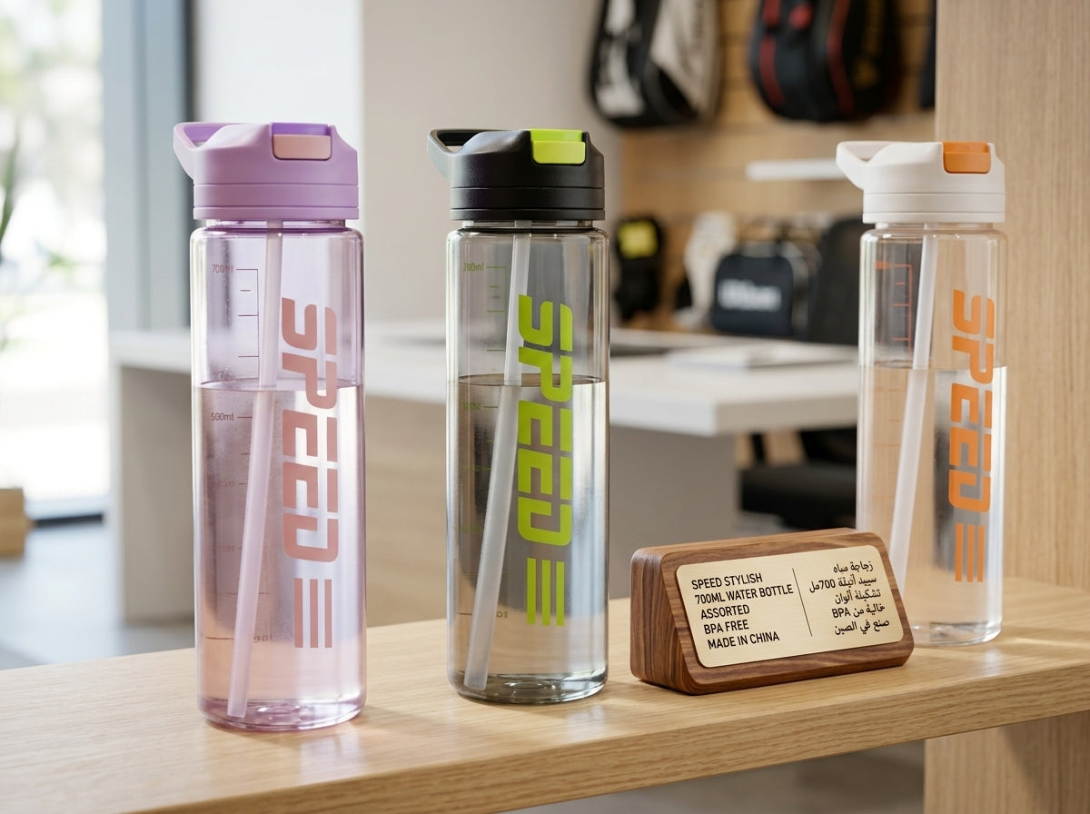 SPEED Stylish 700ML Water Bottle with Straw & Flip-Top Lid - 1pcs - Assorted Color