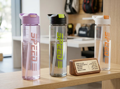 SPEED Stylish 700ML Water Bottle with Straw & Flip-Top Lid - 1pcs - Assorted Color