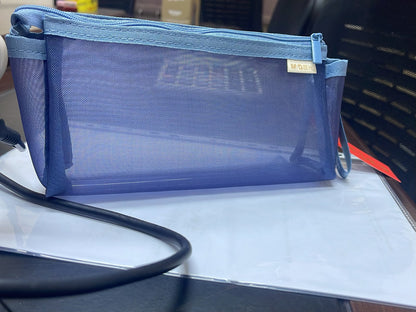 M&G Chenguang Large Open-Mouth Transparent Mesh Pencil Case – 210 × 110 mm  - 1pcs - Assorted Color – No: APB932EG