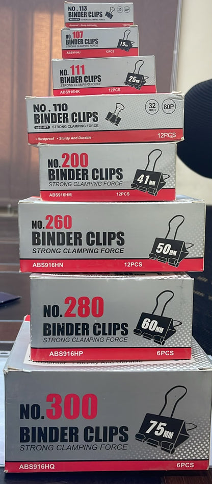 M&G Chenguang Binder Clips – Strong Clamping Force, Assorted Sizes for Office, School & Home Organization - 1pack