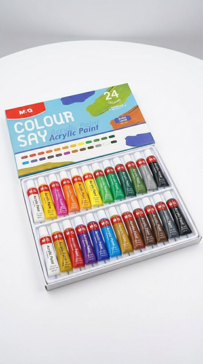 M&G Chenguang Acrylic Paint Set, 24 Colors × 5ml – Premium Artist Quality Acrylic Paints for Canvas, Wood, Fabric & Crafts - No:APL976T0