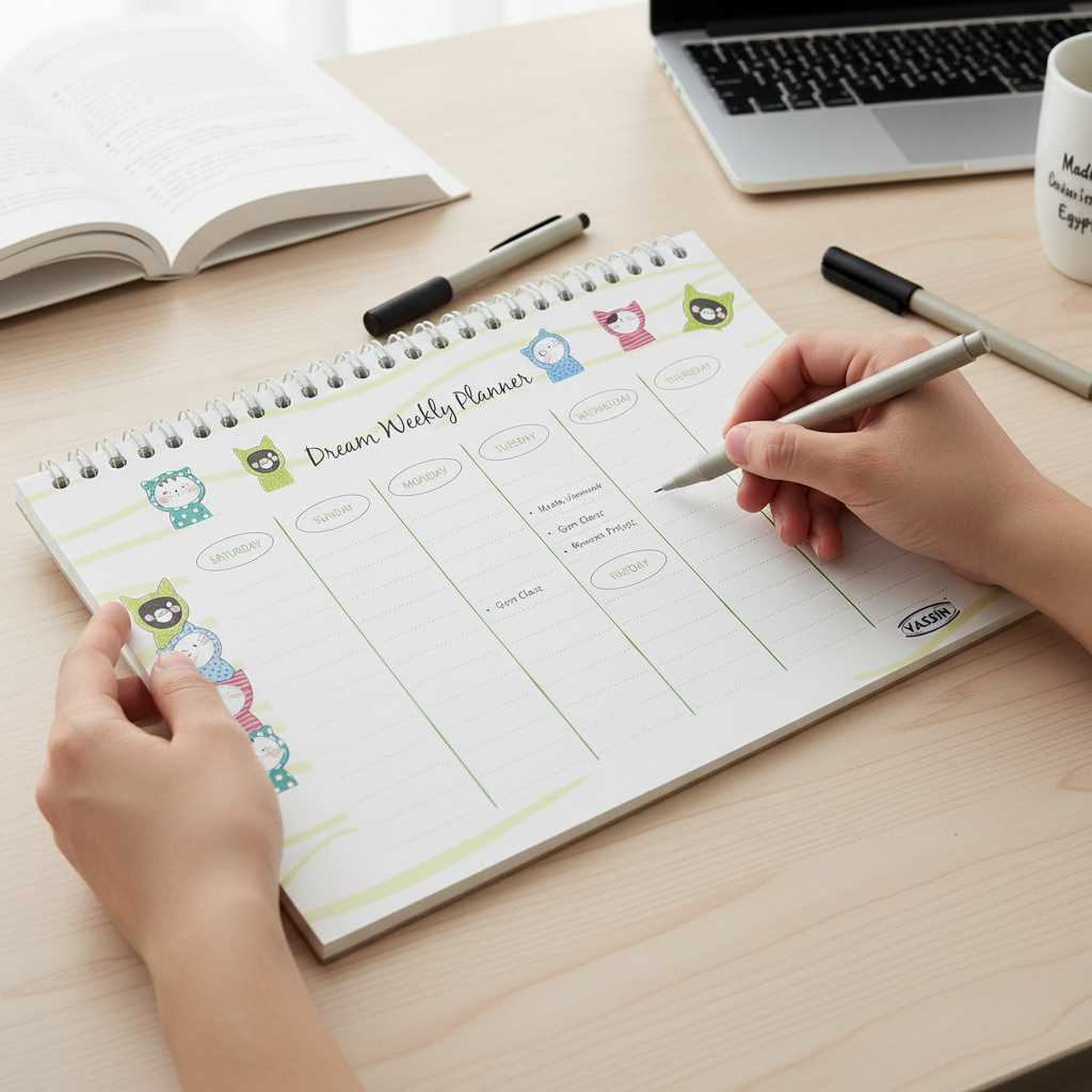 Yassin Dream Weekly Planner Notebook, 15x25cm Wire-Bound for Efficient Task Planning