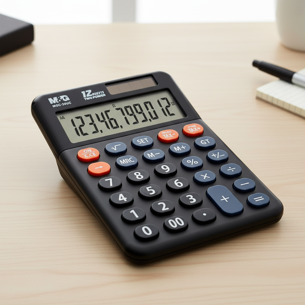 M&G Chenguang Desktop Calculator, Tax Function, 12 Digits, Dual Power, Reliable Performance Model MGC-20UC - No:ADG981J9