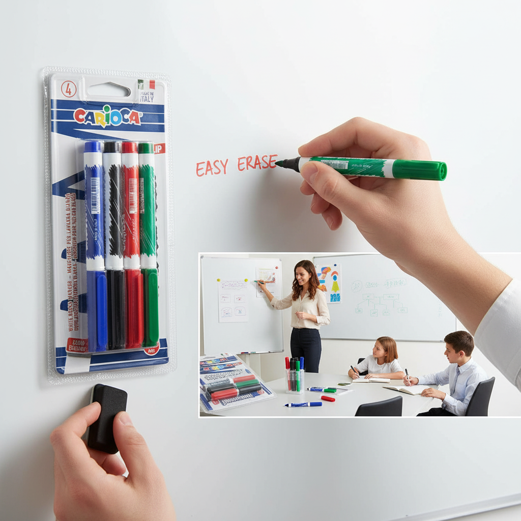 Carioca Set of 4 whiteboard marker - multi color - No:42878