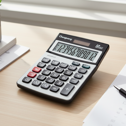 Chenguang Desktop Calculator, Reliable Office Calculations, Large Display, Solar & Battery Powered 12 Digits - No:ADG981J3