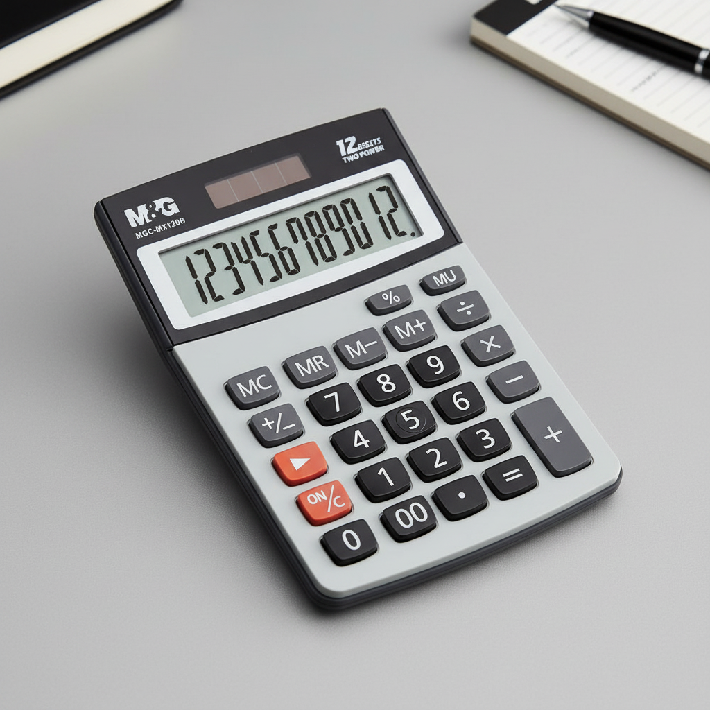 Chenguang Desktop Calculator, Reliable Office Calculations, Large Display, Solar & Battery Powered 12 Digits - No:ADG981J3