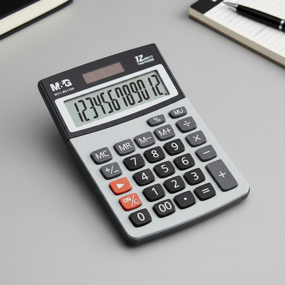 Chenguang Desktop Calculator, Reliable Office Calculations, Large Display, Solar & Battery Powered 12 Digits - No:ADG981J3