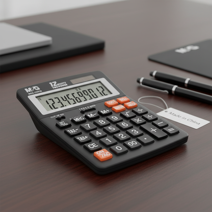 M&G Chengaung Desktop Calculator 12 Digits Two Power Source with Tax Function and Cost Sell Margin - No:ADG981K1