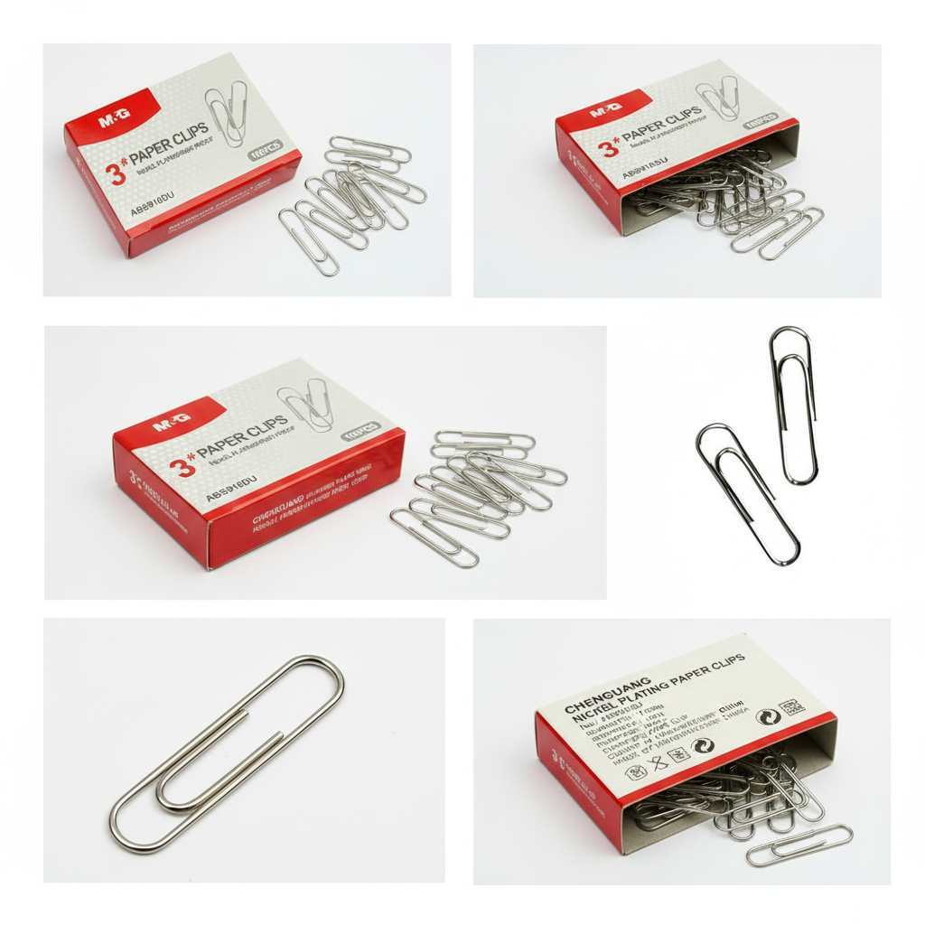 M&G Nickel Plated Paper Clips 100 Pcs Smooth Finish No.ABS916DU (6936965490638)