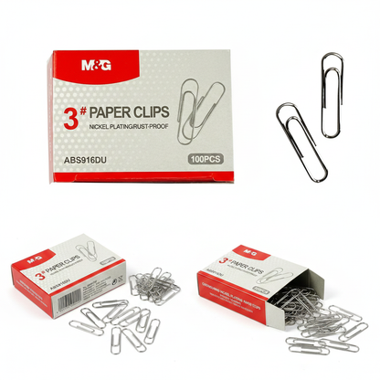 M&G Nickel Plated Paper Clips 100 Pcs Smooth Finish No.ABS916DU (6936965490638)