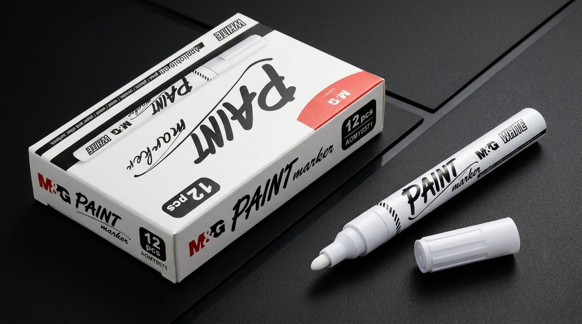 M&G Chenguang Permanent Metallic Paint Marker Pens for Multi-Surface Oil-Based Marker - White - 1pcs- No:AOMY8571