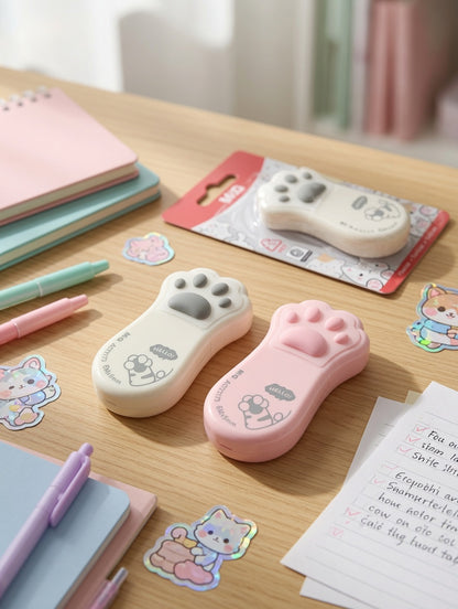 M&G Chenguang Cute Cat Paw Correction Tape 6m x 5mm – PET Instant Dry Correction Tape, Kawaii Paw Design Pink/Grey, - 1pcs  - No: ACT75173