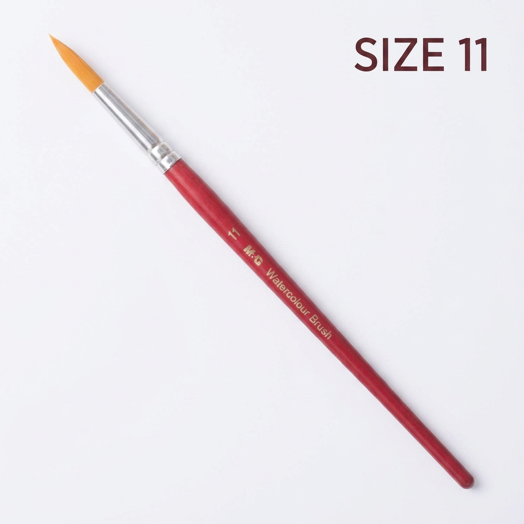 M&G watercolor round brush size 11 studio packshot with size label