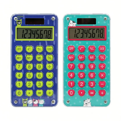 M&G Chenguang So Many Cats 8-Digit Portable Calculator with Puzzle Maze on Back – Colorful Desktop Calculator - 1pcs - No: ADG981B9