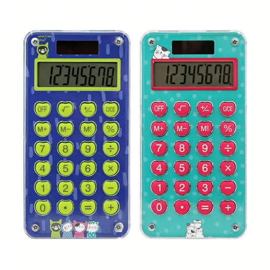 M&G Chenguang So Many Cats 8-Digit Portable Calculator with Puzzle Maze on Back – Colorful Desktop Calculator - 1pcs - No: ADG981B9