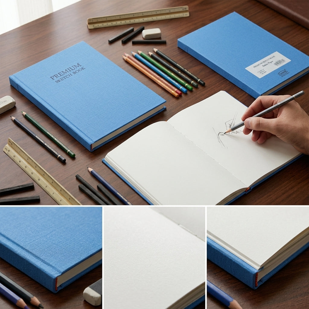YASSIN Premium Sketch Book A5 – 120 GSM Italian Paper, 96 Sheets (192 Pages), Hardcover Drawing & Sketch Notebook for Artists