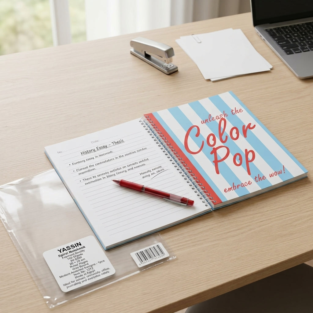 YASSIN Spiral Notebook – 150 Sheets, 60 GSM, 20 × 28 cm, Ruled Pages, Wire Bound, Assorted Designs - 1pcs - No: 1272