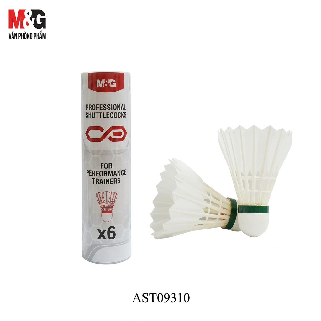 M&G pack of 6 badminton flying balls flatlay