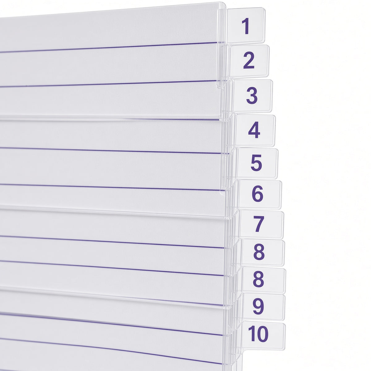 YASSIN A4 10-Section Transparent Index Dividers – Numbered File Organizer with Reinforced Mylar Tabs - No: 2110
