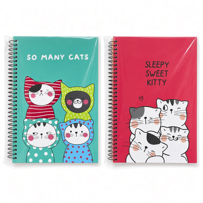YASSIN So many cats Spiral Notebook – Colored Paper, 4 Subjects, 120 Sheets, 19 × 26 cm, 80 GSM  - 1pcs - No: 1198