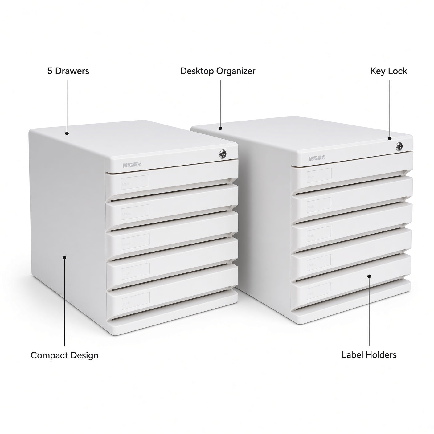 M&G Chenguang 5-Drawer Desktop Storage Cabinet with Key Lock – Office Document Organizer - No: ADM95298K