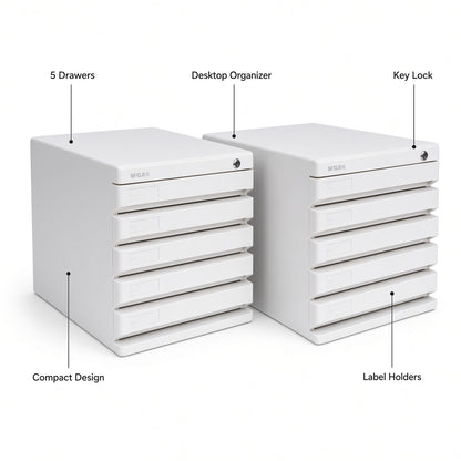 M&G Chenguang 5-Drawer Desktop Storage Cabinet with Key Lock – Office Document Organizer - No: ADM95298K