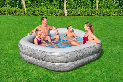 Bestway Inflatable TruPrint Stone Family Pool - 213 x 206 x 53 cm - No:54423