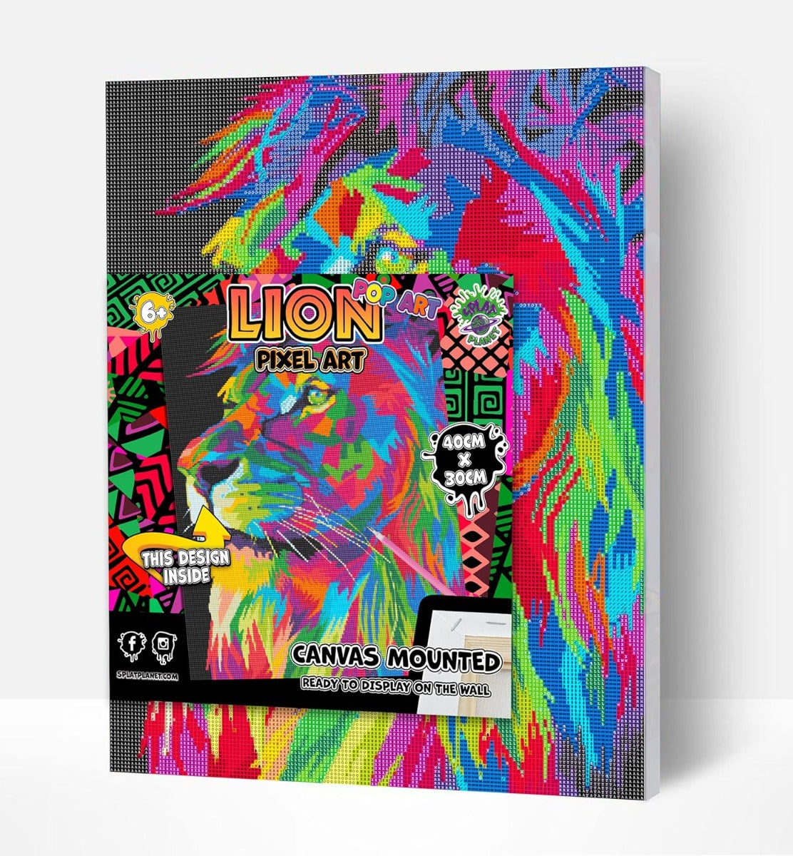 طقم لوحة ماسية مؤطرة بتصميم أسد كوكب سبلات، مقاس اللوحة الفنية الكريستالية المؤطرة: 30 × 40