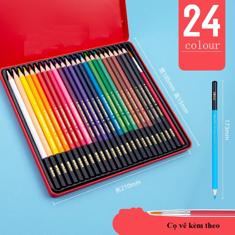 M&G Chenguang 24 color premium watercolor pencil with blending brush metal box - No:AWP343B4