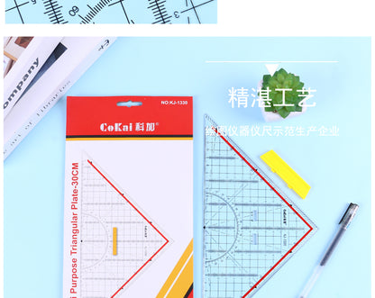 Cokai Transparent multipurpose triangle with handle professional drawing - 30cm - No:KJ1330