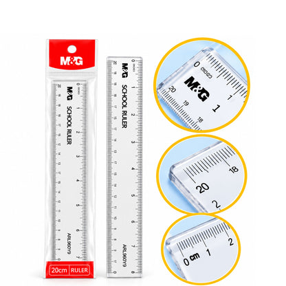 M&G Chenguang Transparent Plastic Ruler 20 cm / 8 Inch – Dual-Scale School Ruler – 1pcs - No: ARL960Y9