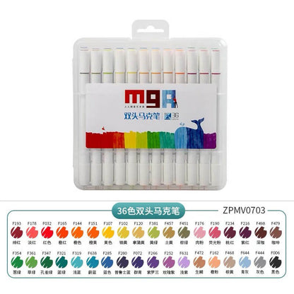 M&G Chenguang set of 36 colors double-headed thin rod markers fiber tib - No:ZPMV0703