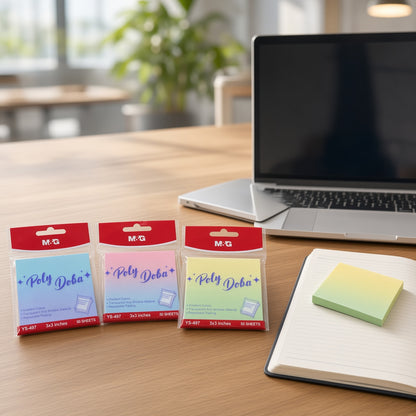 M&G Chenguang Poly Doba Sticky Notes – Gradient Colors, Transparent & Writable, Repositionable, 50 Sheets, 3 × 3 Inches - 1pcs - No: YS-497