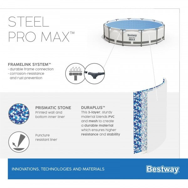 Bestway Frame pool Steel Pro Max Set 488x122 cm, with filter pump and accessories - No: 5612Z