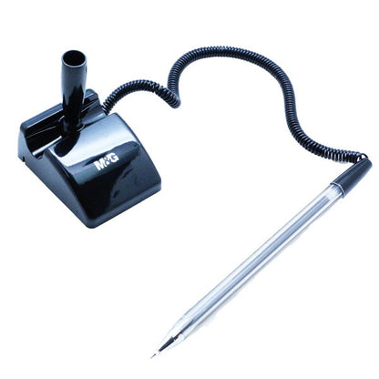 M&G Chenguang E-TAKE Table Pen 0.7mm - 2 Colors, Convenient Pen Holder for Office, Retail, and Bank Desks - No: ABP64873