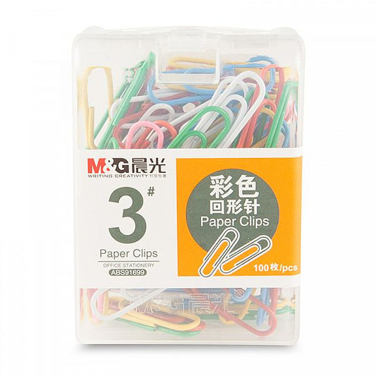 M&G Chenguang Pack of Office No. 3 Color Paper Clips - 100pcs - No:ABS91699