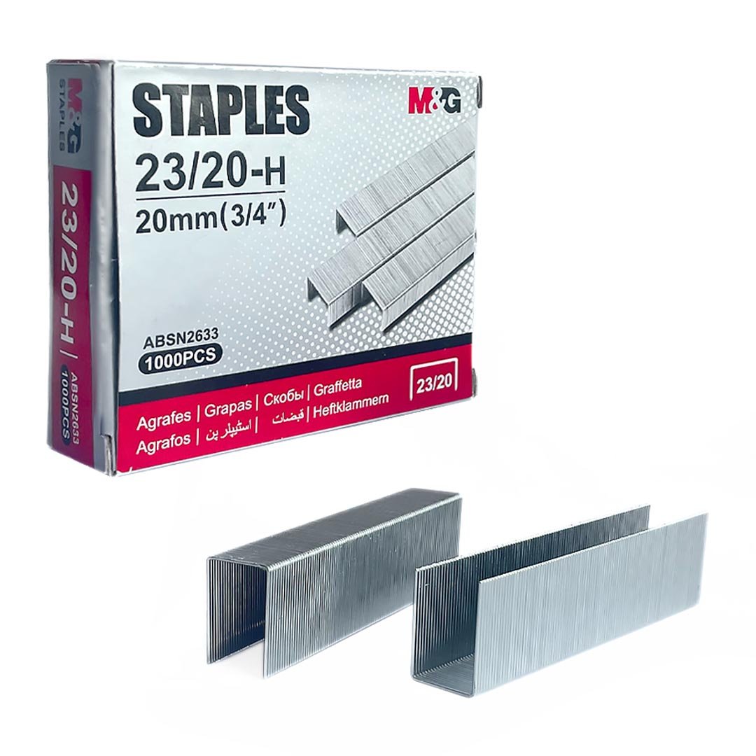 M&G Chenguang Staples 23/20-H – 20mm (3/4") Heavy-Duty Staples, 1000 Pieces – No: ABSN2633