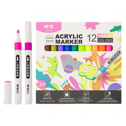 M&G Chenguang Acrylic markers set of 12 pastel colors - No:APMT3312