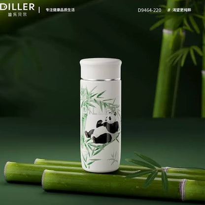 DILLER Panda Vacuum Insulated Bottle – 220ml Stainless Steel Thermal Flask | Compact Travel Coffee & Tea Bottle
