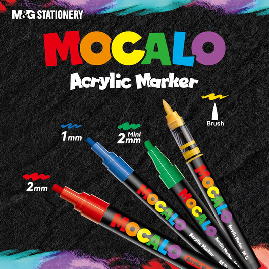 M&G Chenguang MOCALO Mini Acrylic Paint Marker – 2mm Medium Tip, Variant Colors with Display Rack & Refills - 1pcs - No: APL976S6