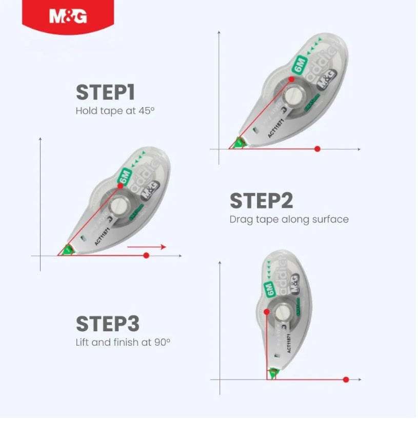 M&G Chenguang Addict Correction Tape,6m x 5mm for Clean and Precise Writing Fixes - No:Act11871