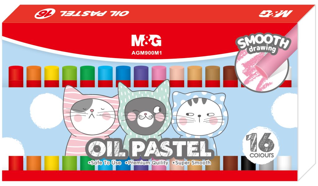M&G Chenguang Oil Crayons, 16 Pastel Colors for Smooth Coloring in Art - No:AGM900M1