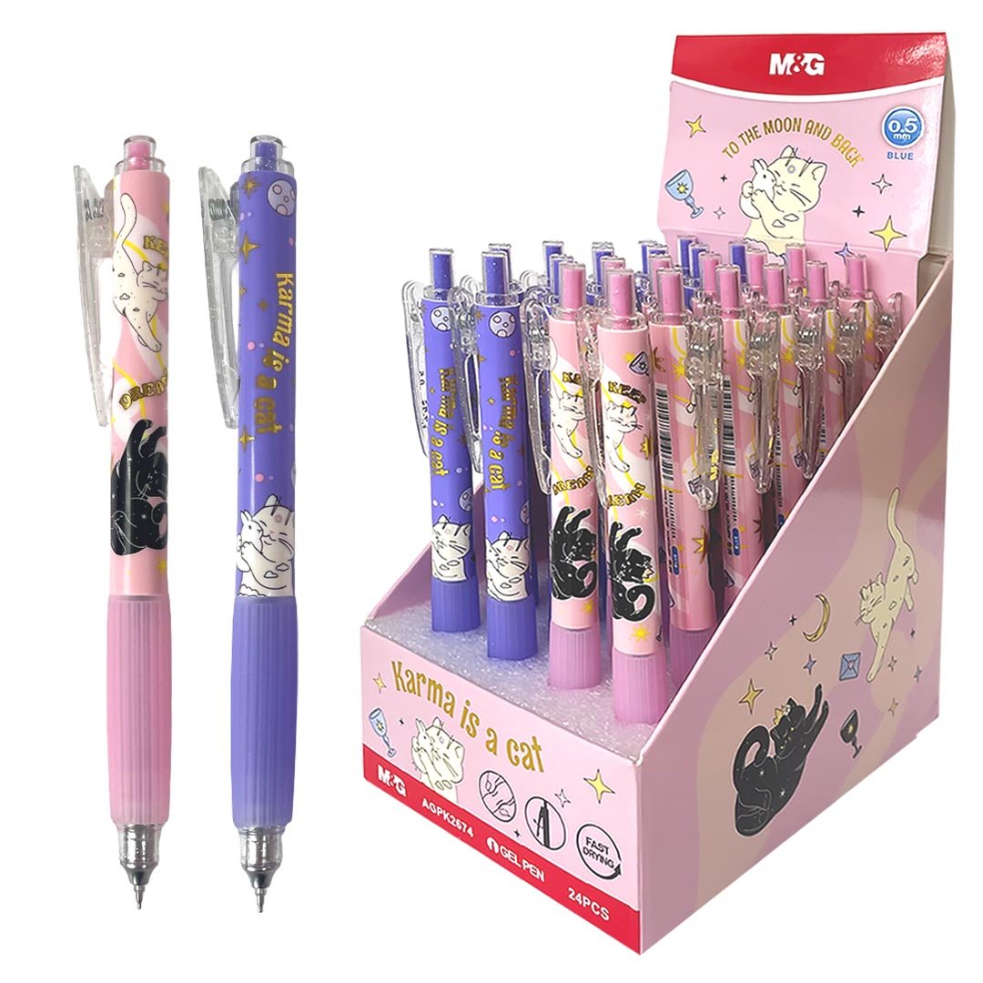 M&G Chenguang Cat Gel Pen 0.5mm Blue Ink – Cute Cat Design, Smooth Writing Gel Pen for School, Office & Daily Use - 1pcs - No:  AGPK2674