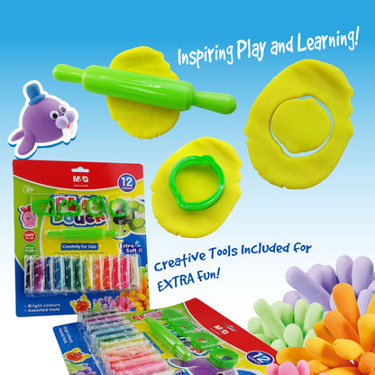 M&G Chenguang Play Dough Set 15 Colors with Rolling Pin & Animal Cutters – Extra Soft Modeling Clay for Kids, Creative Arts & Crafts Activity - No: AKE040F8