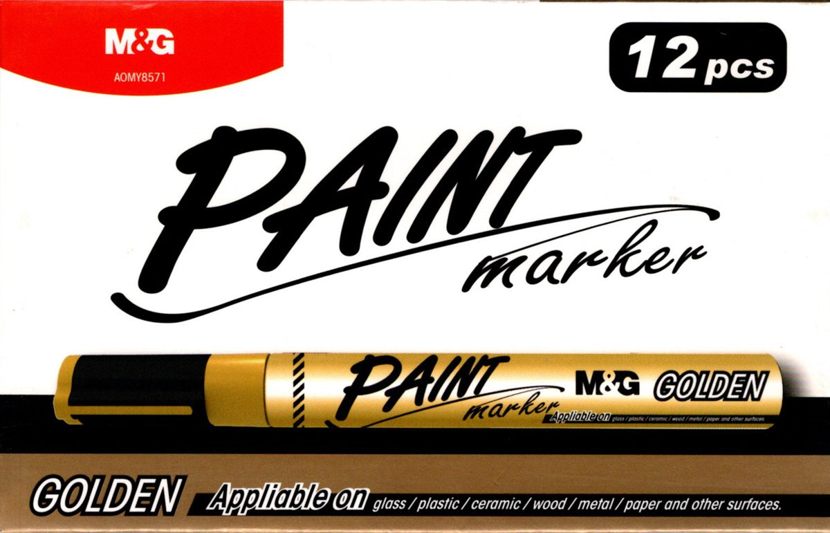 M&G Chenguang Permanent Metallic Paint Marker Pens for Multi-Surface Oil-Based Marker - Gold - 1pcs- No:AOMY8571