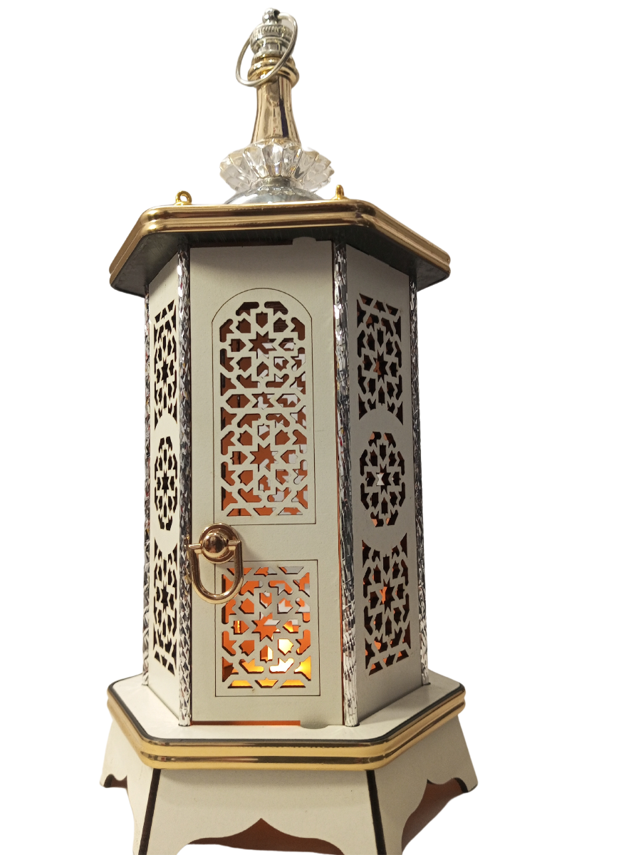 Ramadan Wooden Arabesque Lantern 34cm Handmade Egypt
