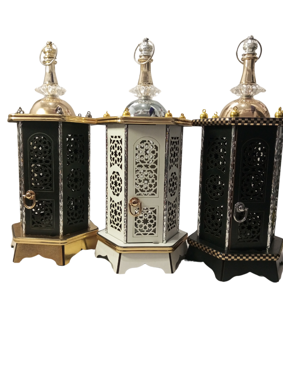 Ramadan Wooden Arabesque Lantern 34cm Handmade Egypt